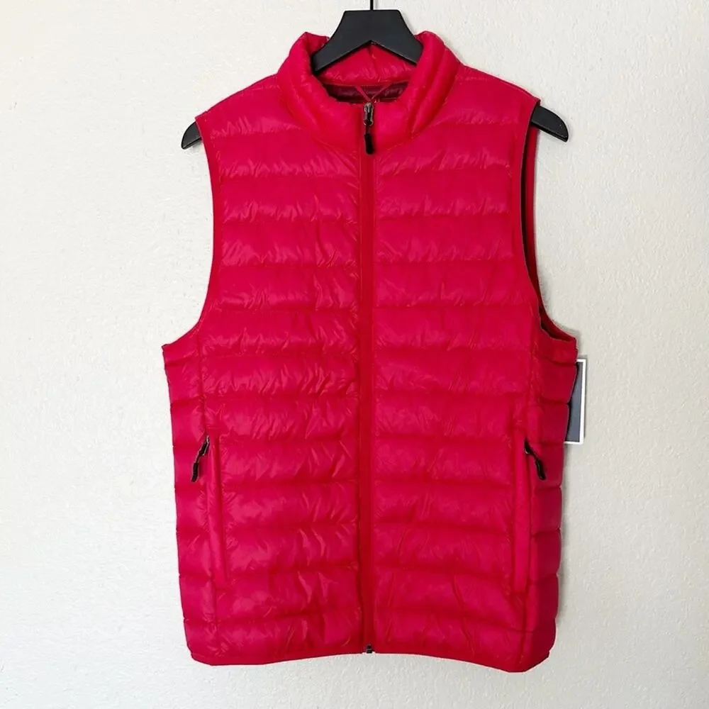 Club Room Performance Men's Quilted Packable Puffer Vest Down Red Size Small NEW